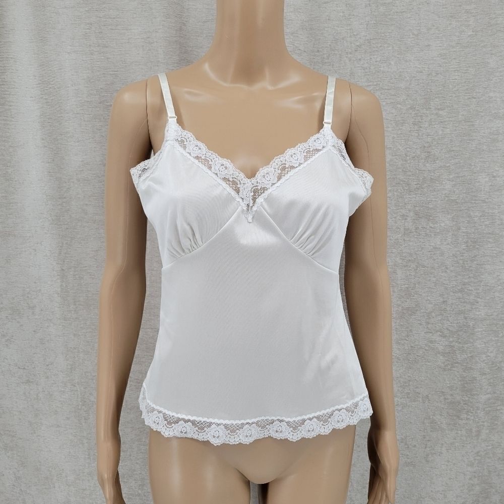 Ashley Taylor Vintage White Half Slip Cami Tank Top Lace Women's Medium